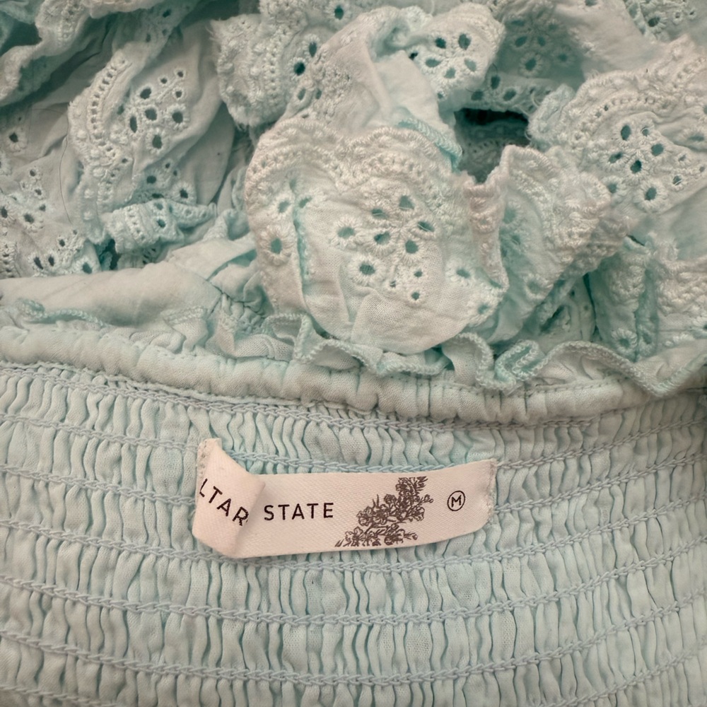 Altar'd State Light Blue Eyelet Ruffle Mini Dress - Picture 5 of 5